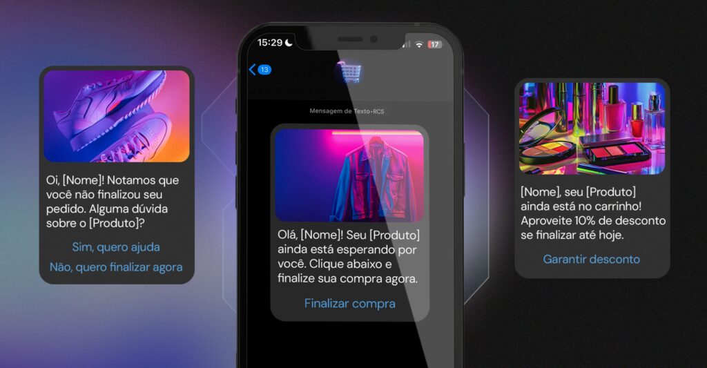 Como recuperar carrinho abandonado: estratégias práticas usando WhatsApp, RCS e automação 2 como recuperar carrinho abandonado - exemplo rcs
